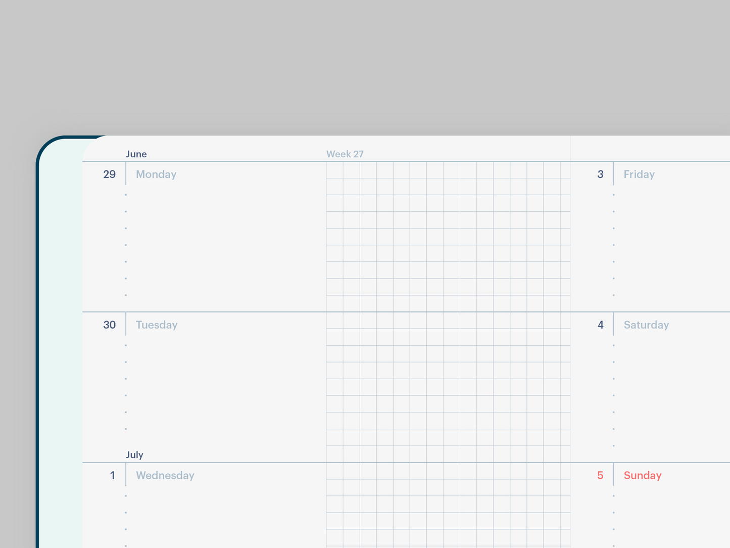 Mossery Horizontal Weekly Example