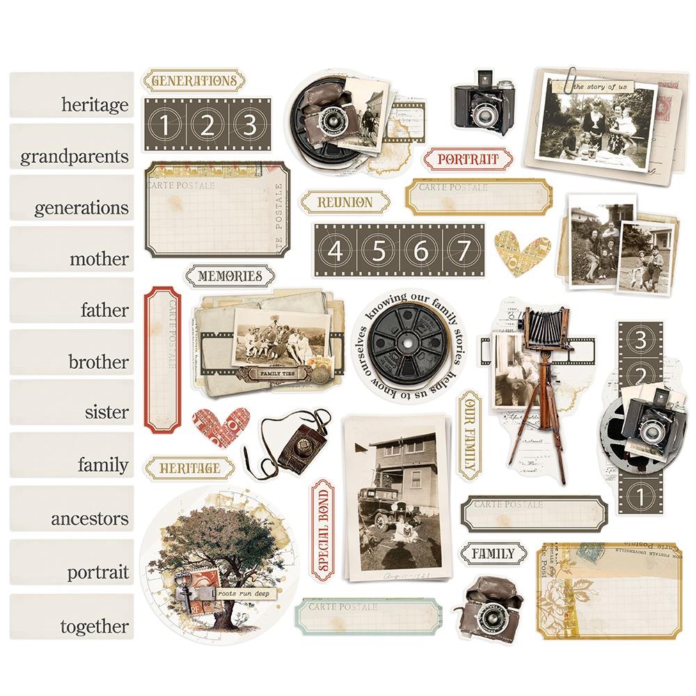 Simple Stories Simple Vintage Ancestry Die-Cut Bits & Pieces Contents- Paper Dream