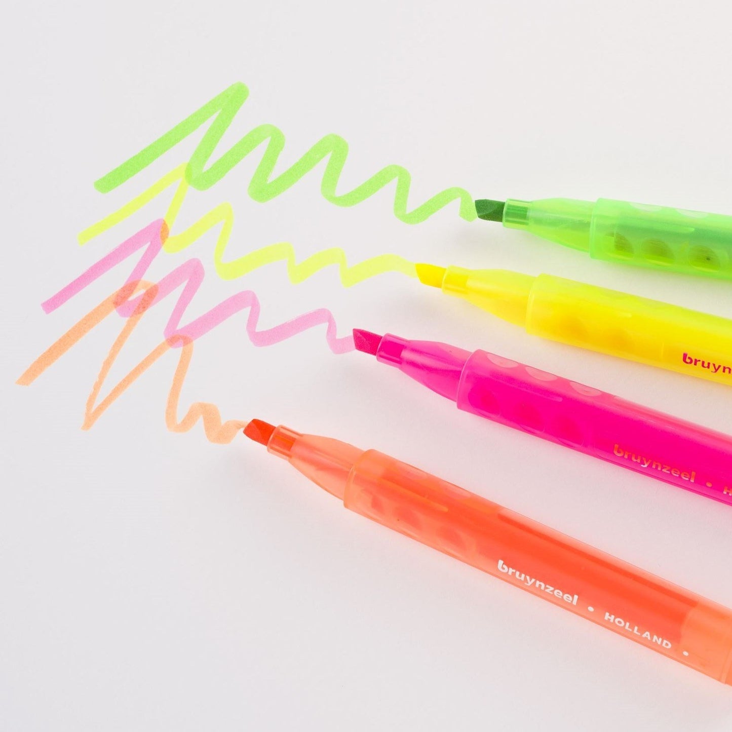 Bruynzeel College Neon Highlighter Pens 4 pack swatches - Paper Dream
