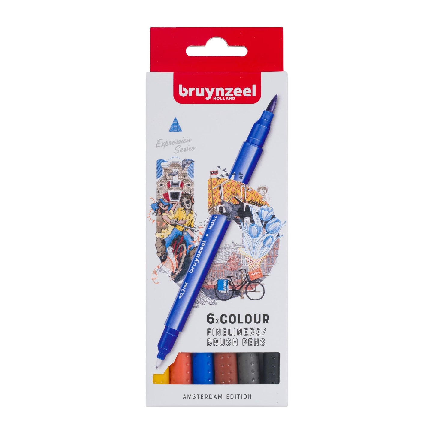 Amsterdam dual tip fineliner / brush 6 pen set Bruynzeel - Paper Dream