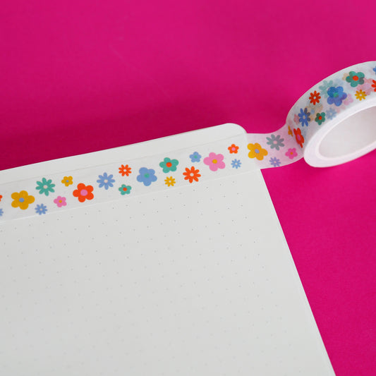 Nutmeg and Arlo Bright Florals Washi Tape on paper 15mm x 10m - Paper Dream