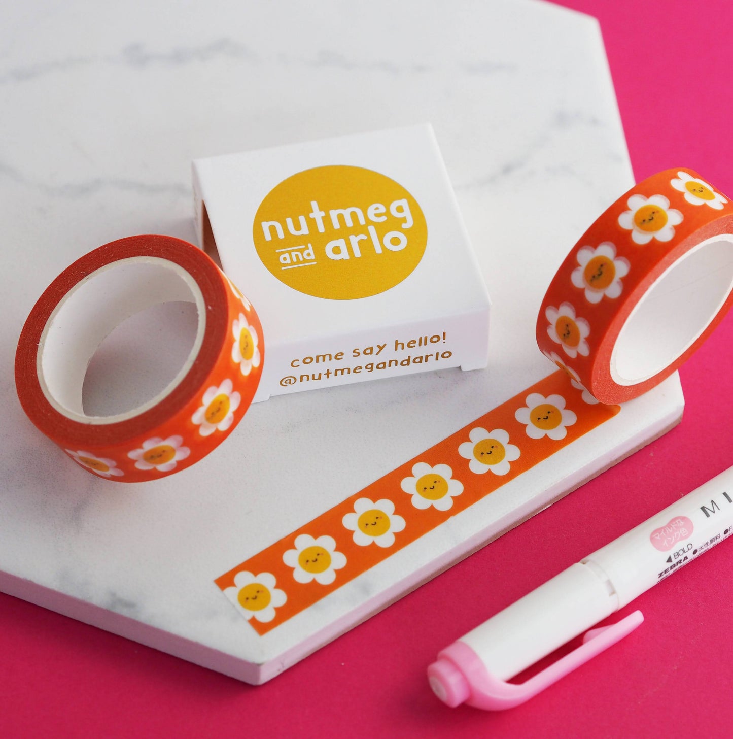 Nutmeg and Arlo Darling Daisies Washi Tape 15mm x 10m - Paper Dream