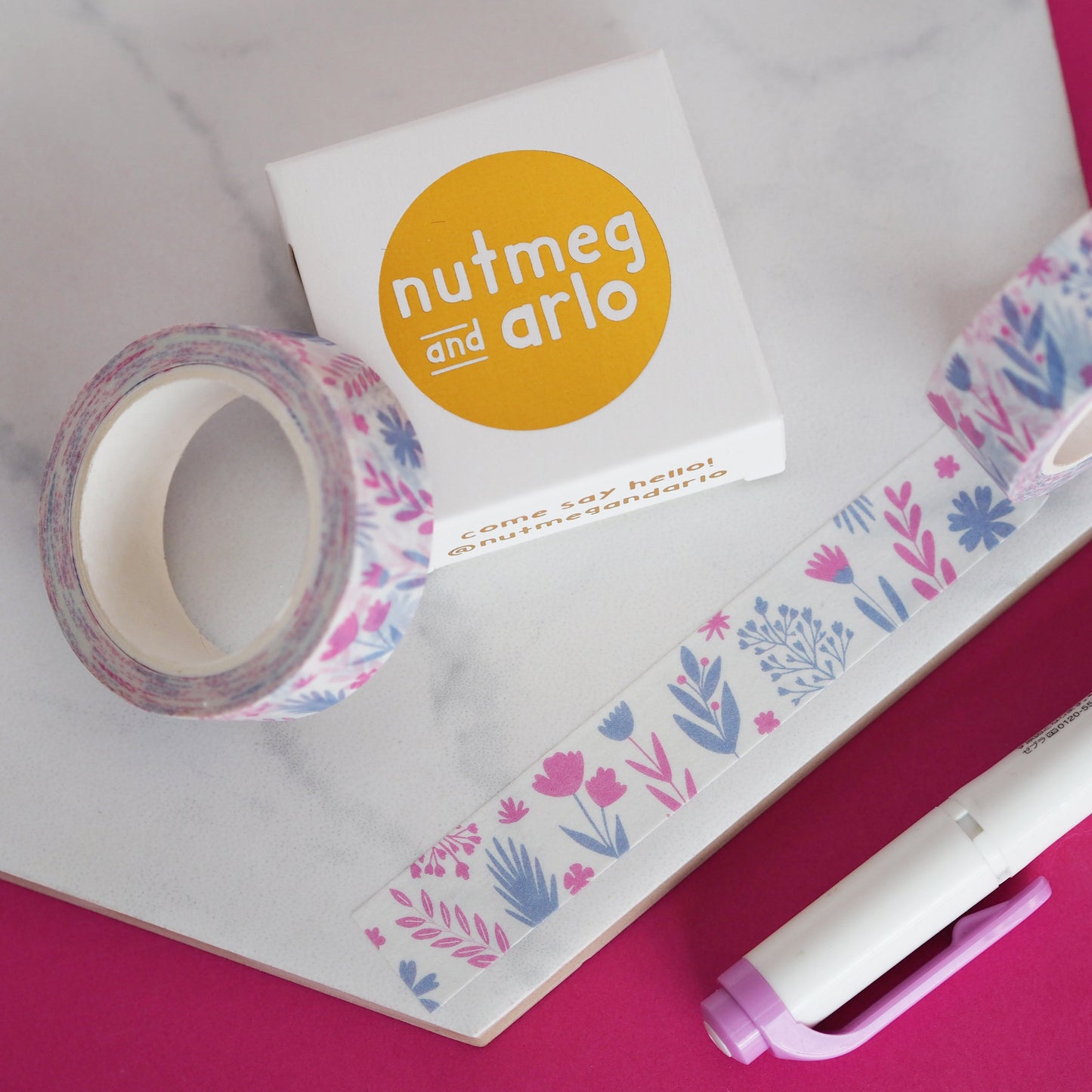 Nutmeg and Arlo Flower Garden Washi Tape Flat 15mm x 10m - Paper Dream