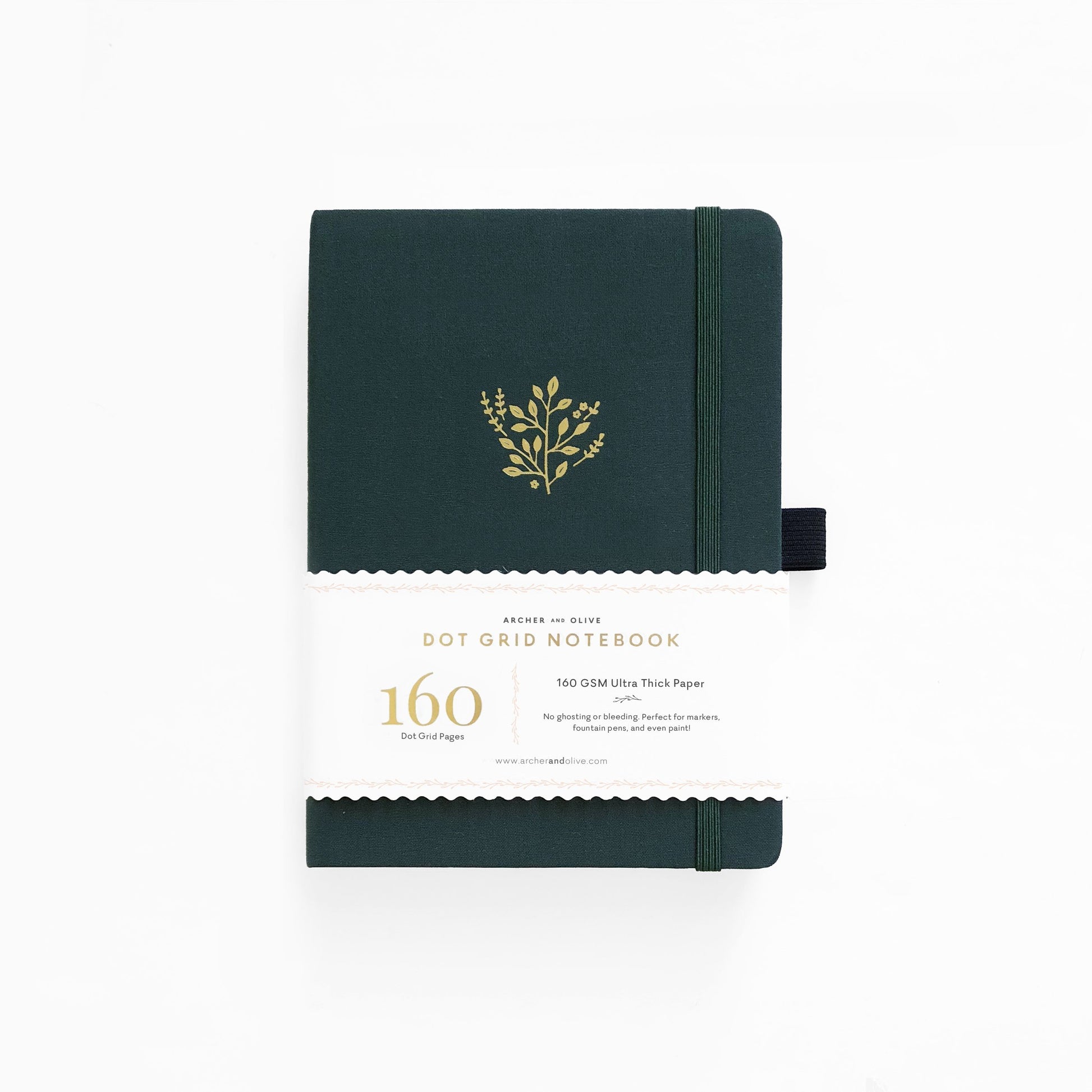 Archer and Olive Deep Green dot grid notebook bullet journal 160 pages B5 - Paper Dream