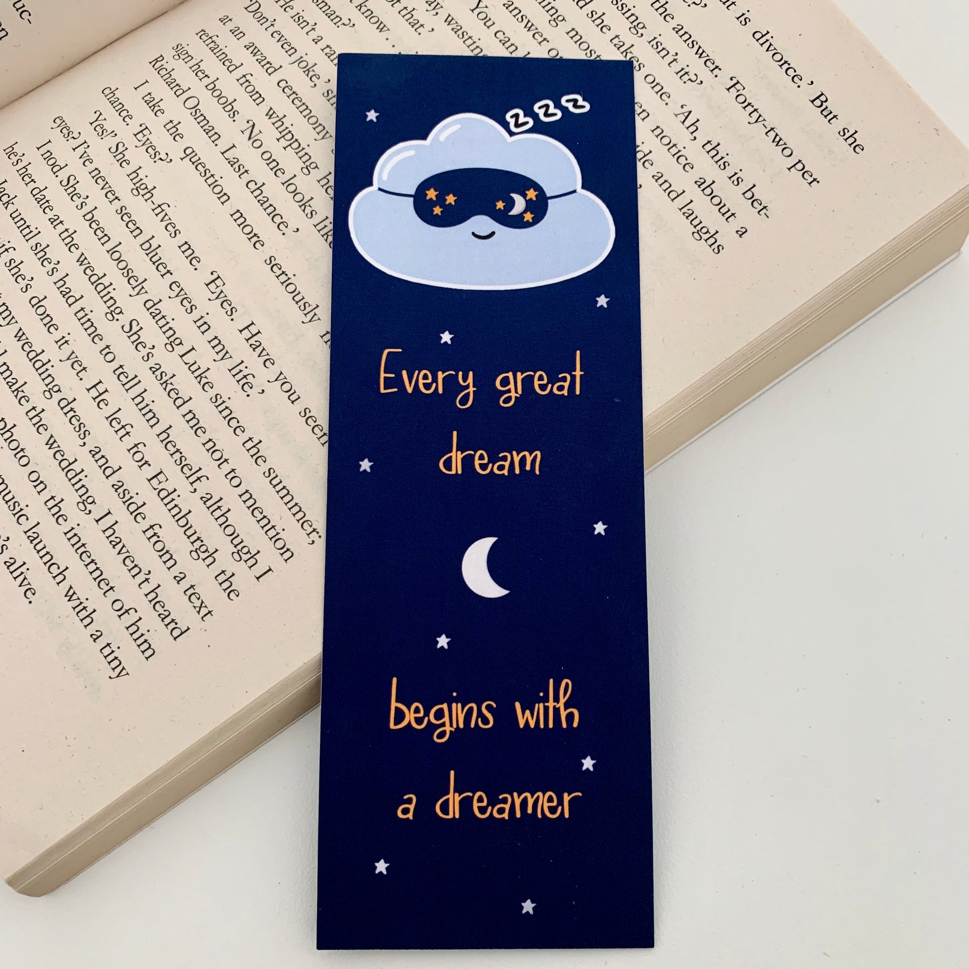 Cute Kawaii hand illustrated Sleepy Cloud bookmark - Paper Dream